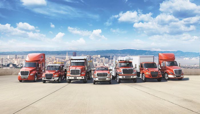 Seven Red International Trucks